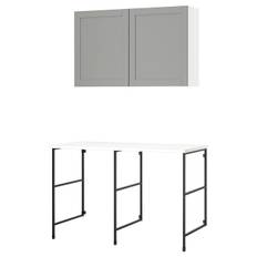 IKEA - ENHET opbevaringskombination, antracit/gråt stel, 139x63.5x90.5 cm
