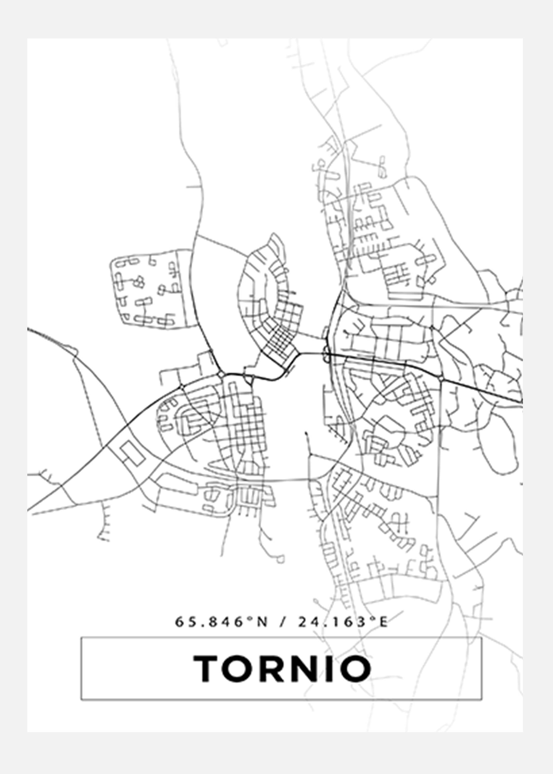 Karta - Tornio - Vit Canvastavla (70x100 cm)