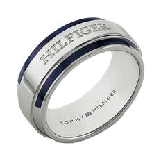 Tommy Hilfiger Parker Stål Ring Blå og Sølvfarvet str. 11