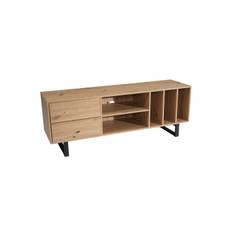 Lowboard Wohnling modernt spånskiva, 2 lådor, förvaringsbrickor, metallben, modern stil Ek - Tv-stativ & Tv-väggfäste Brun,Svart