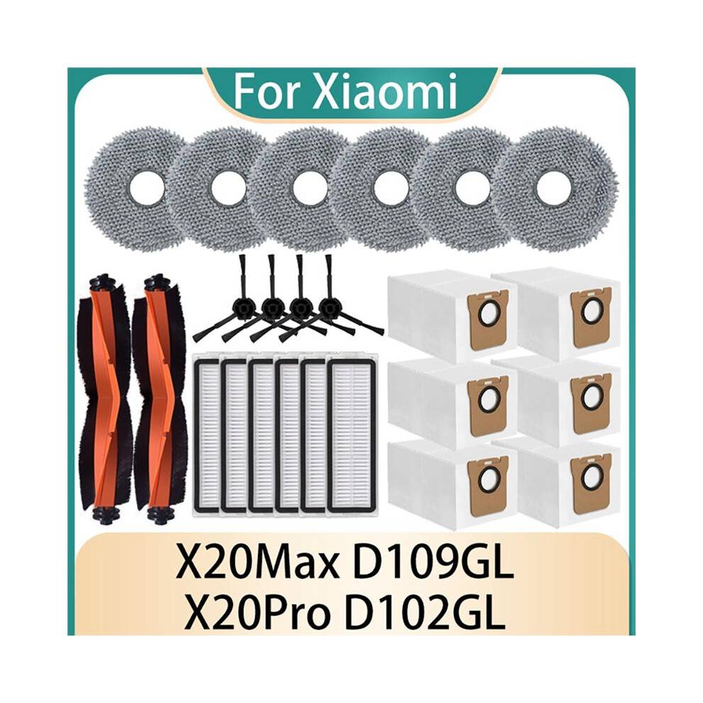 Compatible with Mijia X20 Max D109GL Robot Vacuum Accessories X20Pro D102GL Parts Roller Brush Filter Mop Pads Dust Bags