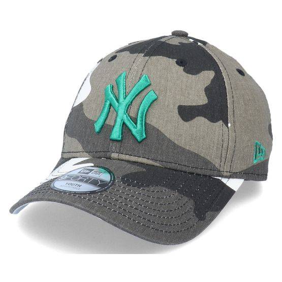New Era - MLB Camo adjustable Keps - Kids New York Yankees Y All Over Camo 9Forty Black Camo/Petrol Adjustable @ Hatstore