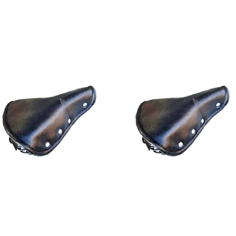 2X Vintage Faux Leather Bicycle Saddle Rivet Sprung Spring Bike Cycling Cushion Black for Road Bike MTB