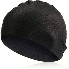 Traling Svømmehue Voksen, Silikon Svømmehat Til Mænd Og Kvinder Damer Langt Hår, Vintage Retro Stil Badehue, Hold Håret Tørt Sort 1stk