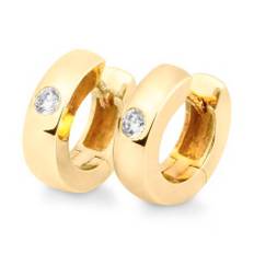 Solitaire diamantcreoler Ø14 mm 0,14 ct i 14 karat guld