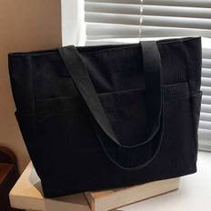 Corduroy enfärgad tygväska, stor kapacitet ny stil unisex axelväska - Multifärgad (svart,Kaki,grön)