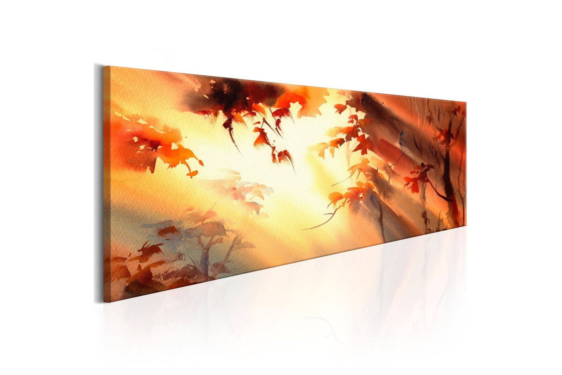 Tavla Golden Forest 150x50 - Artgeist sp. z o. Canvastavlor Orange,Flerfärgad