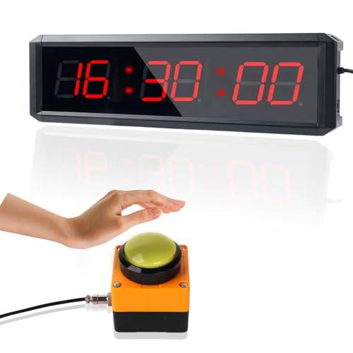 SMAHEAT fitnesstimer med stoppur-knapp, lämplig för skola/examen/hemträning/gym/gym SMAHEAT elektronisk fitnesstimer (1,5 tum sexsiffrig helröd)
