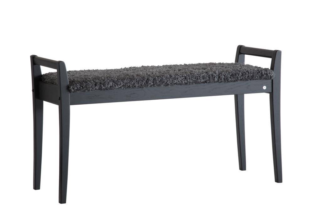 Soul - Bænk i sort eg med en bredde på 98 cm Fåreskindslook mørkegrå