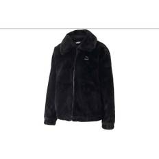 Puma Classic Faux Fur Jacket With Embroidered Logo Women Jackets Black 537585-01 S