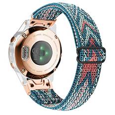 YOOSIDE Nylon Armband für Fenix 7S / Fenix 6S / Fenix 6S / epix Pro 42mm / Instinct 2S, Quick Fit 20mm Weiches elastisches Nylon Uhrenarmband für Garmin Descent Mk2S (Pink Blau)