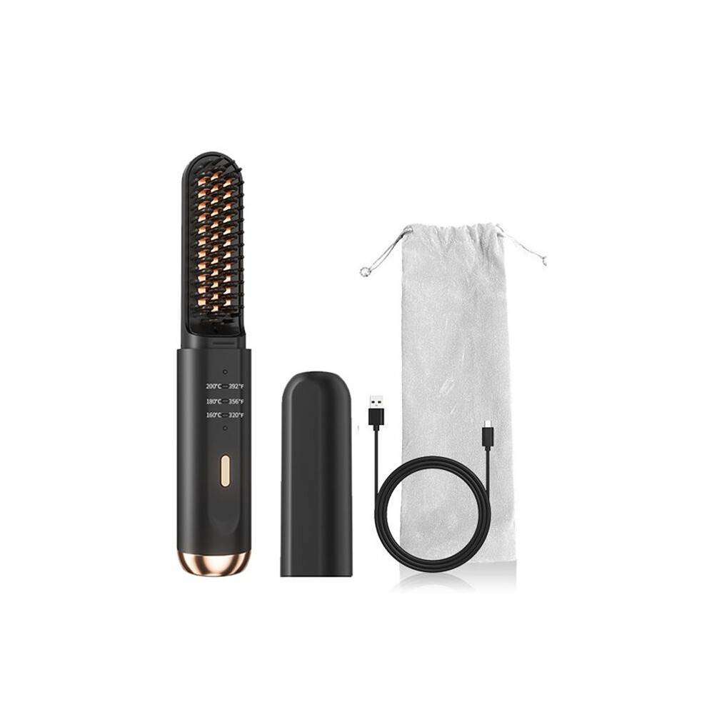 Cordless Hair Straightener Brush Fast Heated Straightener Brush Multifunctional Negative Ions Electric Hot Comb Hair