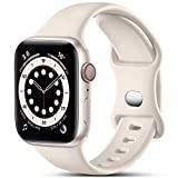 CeMiKa Kompatibel med Apple Watch Rem 38mm 40mm 41mm 42mm 44mm 45mm 49mm, Mjuk Silikon Sportband Ersättningsremmar Kompatibel med iWatch SE/Series 8 7 6 5 4 3 2 1, 42mm/44mm/45mm/49mm-M/L, Starlight