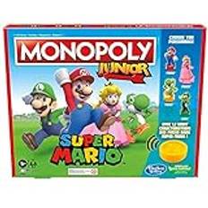 MONOPOLY Hasbro Gaming Junior Super Mario, brädspel, från 5 år, utforskar vi Mushroom Kingdom med persika, Yoshi eller Luigi, L