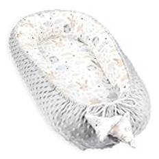 Nest för baby - babynest nyfödd Minky babynest för spjälsäng mångsidigt bärbart babynest kramvänligt tillbehör för spjälsäng varm vinterkokong Ugglagrå