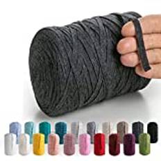 MeriWoolArt® Naturligt Textil Garn Band 10 mm 150 m Bomull Band Garn för Virka Stickning, Bomull T-shirt Garn för Makramé, Garn för Hantverk Makramé Vägg Hängande, Viskos och Återvunnen Bomulls Sladd