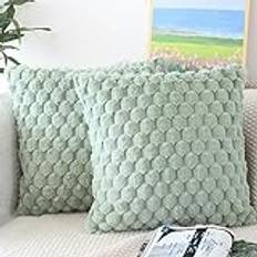 NIULAA fluffigt örngott 45 x 45 salvia grön set om 2 plysch dekorativa örngott mjukt randigt örngott lyx päls dekorativa kuddar kuddar mysiga kuddar täcker vardagsrum soffa