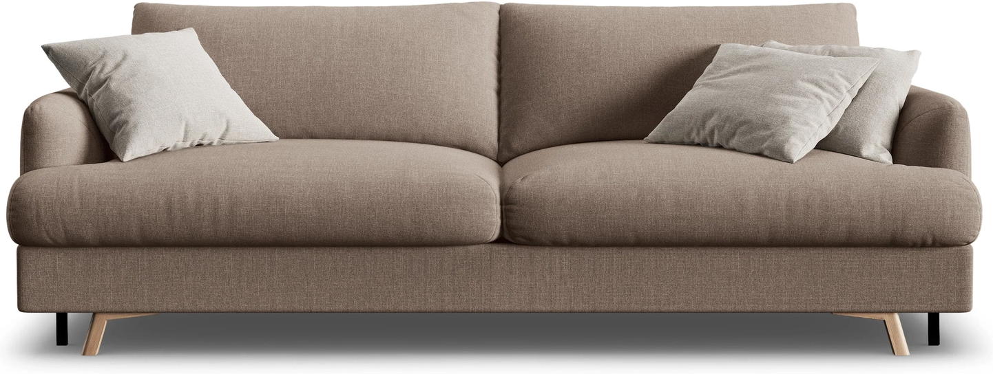 Sovesofa 3-personers Micadoni Naomi cappuccino Liberty strukturstof opbevaring liggemål 152×195 B233×D110 cm