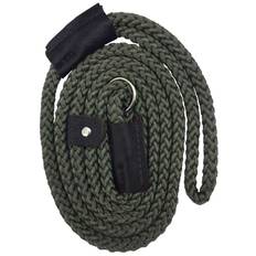 Hundesnor- Slip Leads 12mm M/Læder Olive 1,5m