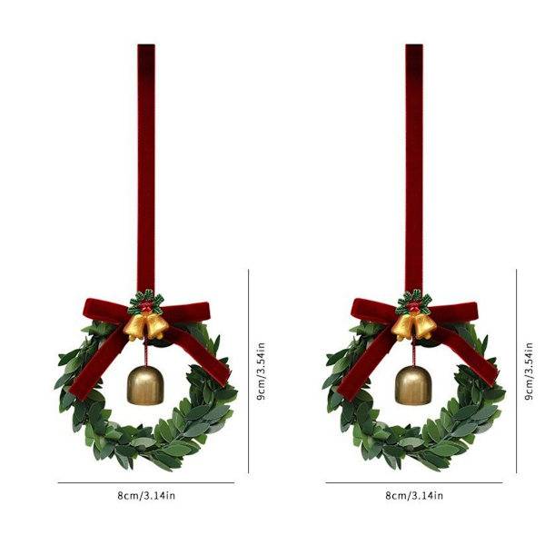 Set med 2 gröna löv julgransklockor - Festliga ornament för juldekoration