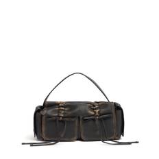Multipocket Vintage Leather Shoulder Bag