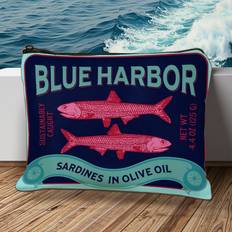 TEMU Blue Harbor In Olive Oil Canvas Cosmetic Bag, Unisex-adult, Formaldehyde-free, Trendy Mini Zipper Pouch, Retro Fish Pencil Case, Mixed Color