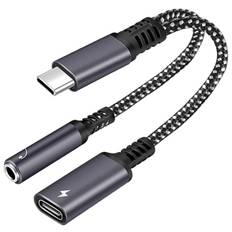 USB-C til 3.5 mm jack & USB-C adapter - DAC Chip - Grå