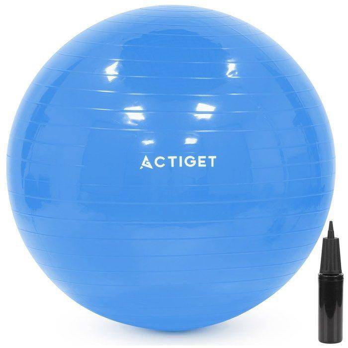 ACTIGET Ballon de fitness 55 cm pour exercices de Pilates et de yoga avec pompe, gymnastique, bleu