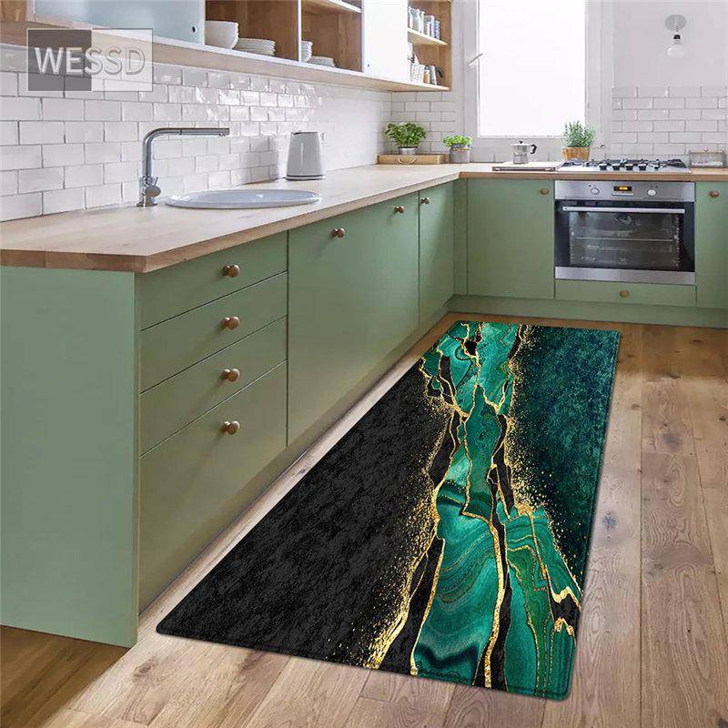 Grön marmor Köksmatta Halkfri Emerald Matta För Vardagsrum Sovrum Mattor Under Bed Area Matta Badmatta
