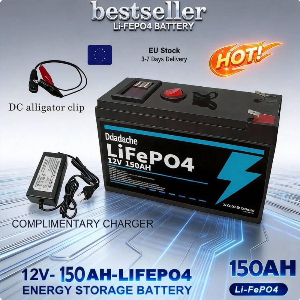 12V 150Ah Lithium LiFeP04 Battery for Solar Charging,Fish Finder Marine Outdoor Camping Off-Grid Applications with USB Port