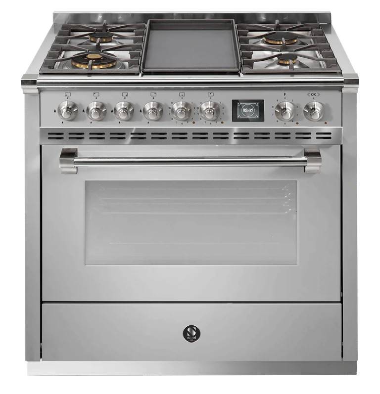Ascot - Combi-steam - Gaskomfur 90 cm (1 ovn) + BBQ - Rustfrit/Nikkel - Steel.