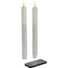 LED stagelys 23cm Ø2,3cm hvid - blafrende flamme - ekskl. 2AAA batterier - inkl. fjernbetjening - 8 stk