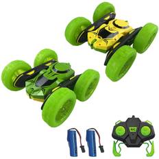Remote Control Car for Kids, 2.4GHz 4WD Electric Stunt Car, Double-Sided Driving 360-degree 1 battery grön