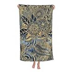 Strandhandduk guldblommor mandala och blå mandala tvättdukar enkel skötsel duschhandduk lätta badhanddukar för resor camping simning 80 x 130 cm