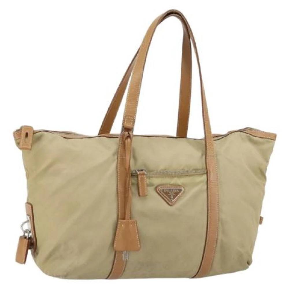 Prada Vintage Pre-owned Nylon Tote Bag - Vintage - Dame - Beige - ONE SIZE - Nylon