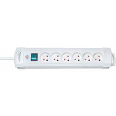 Brennenstuhl Premium-Line – Stikdåse med 6 udtag, m/jord og 3 meter ledning m. stikprop, hvid