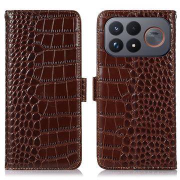 Xiaomi Redmi K100 Pro Max/Poco F9 Ultra Crocodile Serie Läder Plånboksfodral med RFID - Brun