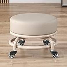 N/A Low Stool with Wheels, Roller Seat Short Rolling Stools with Swivel Caster Wheels Leather Low Small Stools on Wheels for Home Garage,E (D) (A) (D)