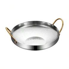 En grillpanna med solmönster, flera storlekar, grillpanna med solmönster, rund medicinsk sten, förtjockad snöflingehammargryta med guldöron, Sukiyaki- - Silver (28 cm,26 cm,24 cm)