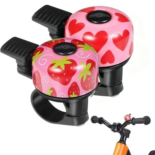 2 styck Cykelklocka Mini, Ljudstark Cykelklocka Rosa Cykeltillbehör för MTB Mountainbike Tävlingscykel Cykling, 120 dB Cykelklocka Knackig Bikerklocka Cykelklocka för Flickor Vuxen (Flera Färger-1)