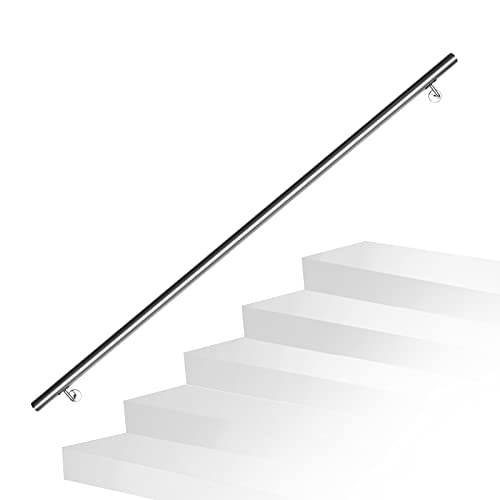 Ikodm Ledstång i rostfritt stål trappräcke väggledstång vägg trappa 120 cm Ø 42 mm för utomhus- och inomhusbruk med väggfästen, monteringsmaterial