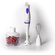 Hand Blender Set 3 in 1 - Anti splash - 250W - Chopper - Whisk - 2 Speeds - White/Purple - Royalty Line