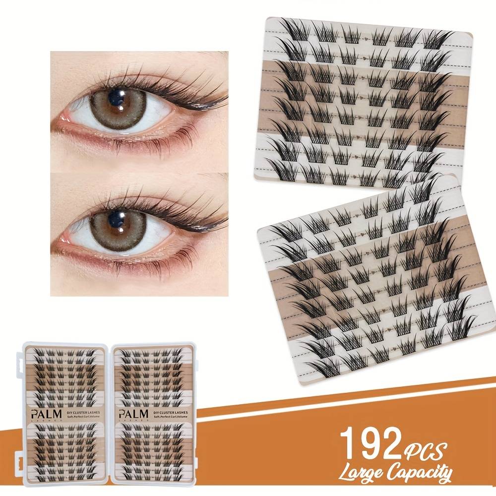 192pcs/288pcs Clusters Lash Clusters Fairy Cat Eye Lash Clusters Natural Fox Eye Eyelashes Clusters Wispy C Cluster 8-12-14mm Eyelash Extensions Anime Individual Lashes Natural Look By Palm Lashes