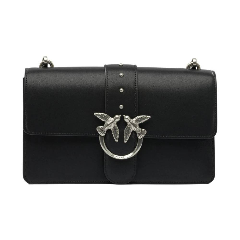 PINKO Love Birds Skuldertaske med Kæde - Tasker - Dame - Sort - ONE SIZE - Uld