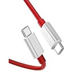 USB C laddningskabel för OnePlus 12 11 10 Pro, USB C till USB C-kabel 2 m SUPERVOOC Charge Warp Charge laddningskabel typ C snabbladdning datakabel för OnePlus Nord 2T 10T Nord 3 2 CE 3 Lite 9 Pro 8T