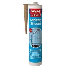 CASCO - Mögelresistent silikonfogmassa - Casco Sanitary Silicone brun - Perfekt för fogning i hörn och anslutningar runt kakel - Fäster på de flesta byggmaterial - 300 ml