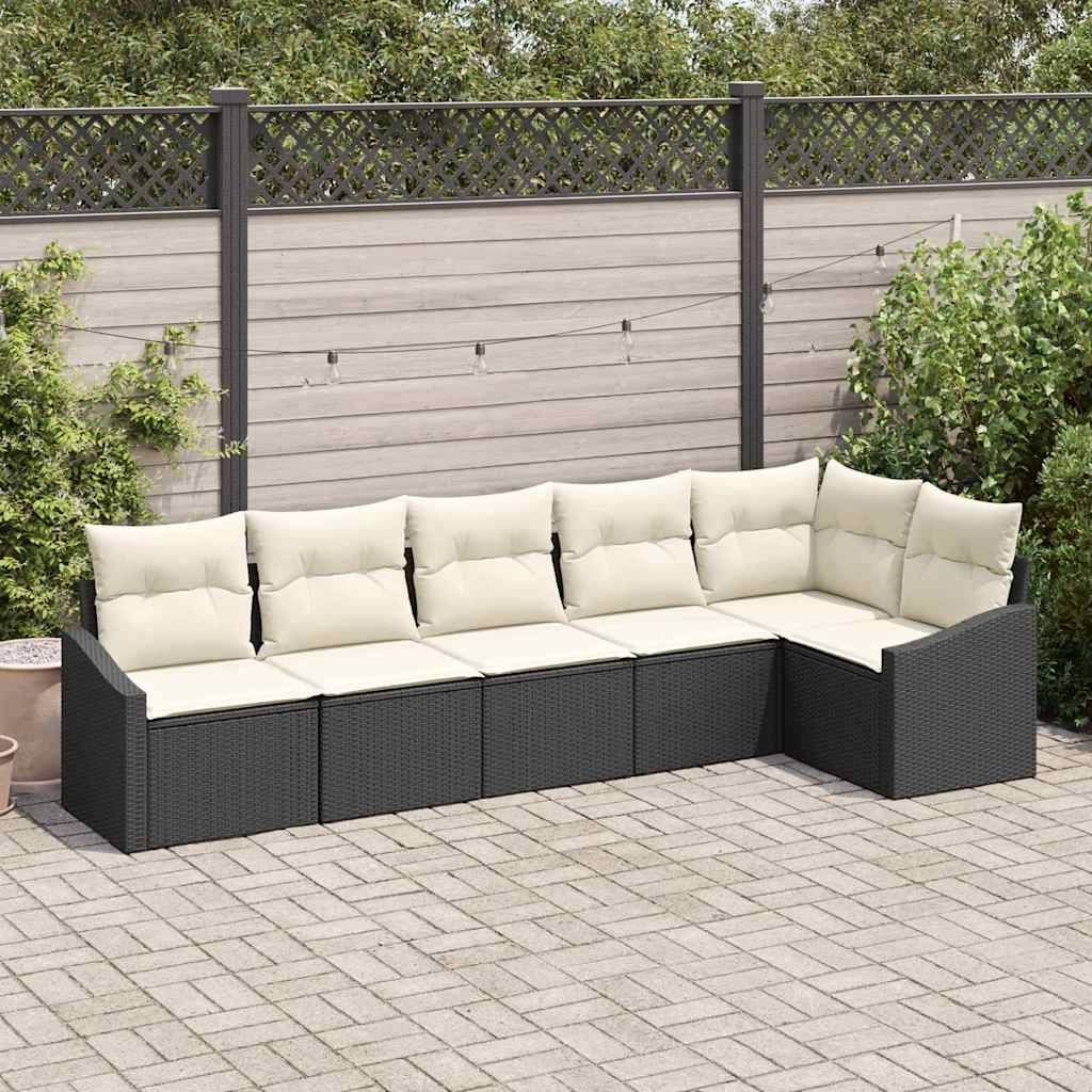 vidaXL Havesofa Sæt 6 stk. Sort og Hvid polyrattan