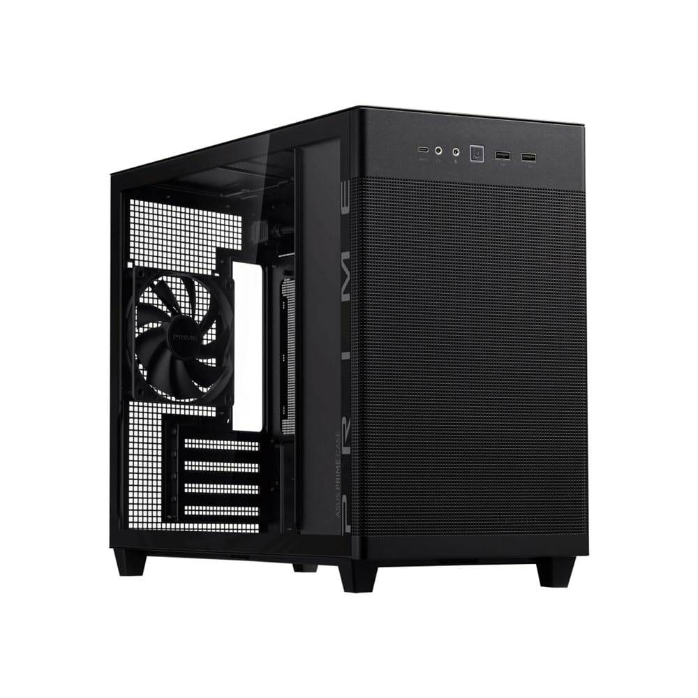 ASUS AP201 PRIME CASE TG Tempered Glass Middle Tower Micro ATX PC Case Black Domestic Authorized Distributor Product svart
