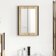 vidaXL Spejlskab Naturlig Eg Spånskiver, Glas, Metal Medium