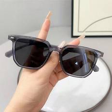 1 Pair Classic Square Frame Fashion Glasses For Men And Women, Suitable For Daily Wear. This Stylish Accessory Is Perfect For Travel, Sun Protection, - Light Grey - one-size